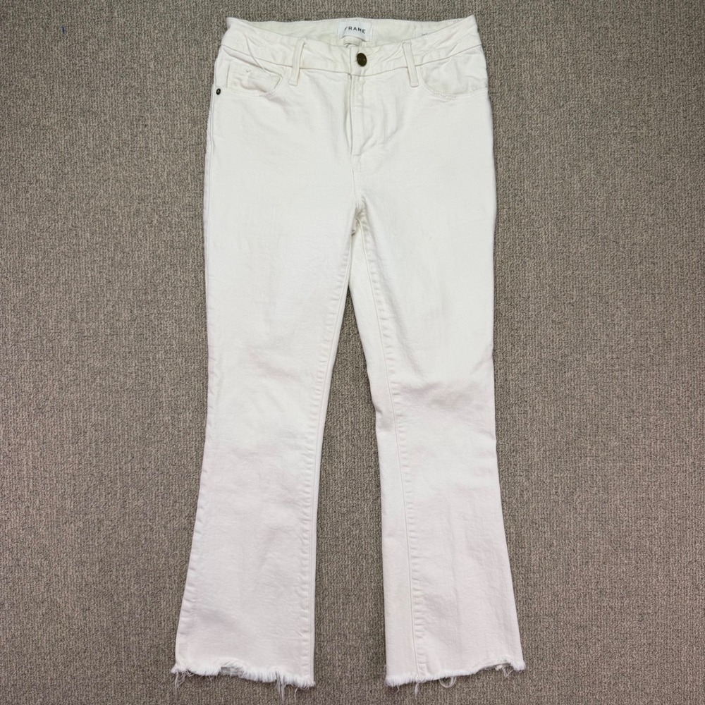 Frame Le Crop Mini Boot Jeans Womens 25 White Au Natural‎ Raw Hem Denim NWOT